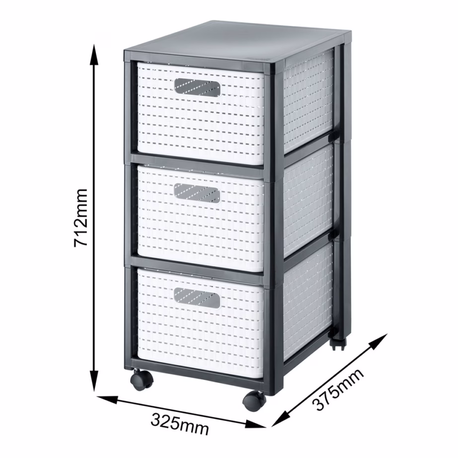 Sahtlitega riiul Rotho Country, 3 sahtlit, ratastel, 71,2 × 32,5 × 37,5 cm - 5