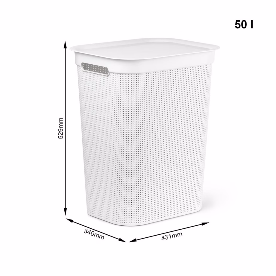 Pesukorv kaanega Rotho Brisen, 50 l, valge - 2