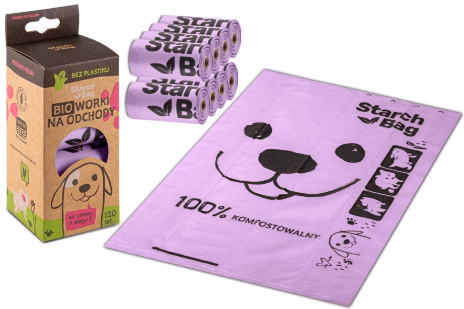 Biolagunevad kompostitavad koerakotid Starch Bag, sirelililla - 9