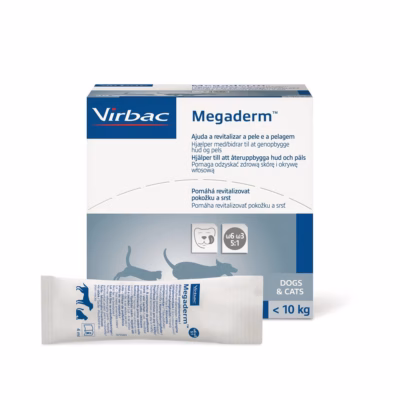 Naha ja karvkatte toidulisand Virbac Megaderm koertele ja kassidele, 28 × 4 ml