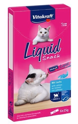 Kassi maius Vitakraft VITAKRAFT Liquid Snack Salmon, pasta, 6 × 15 g