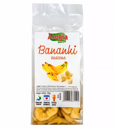 Kuivatatud banaanid närilistele ja küülikutele Alegia, suhkruvabad, 60 g
