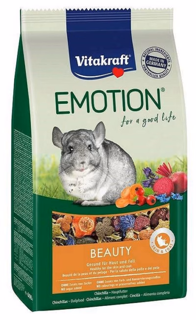 Tšintšiljade kuivtoit Vitakraft Emotion Beauty, köögiviljamaitseline, 600 g
