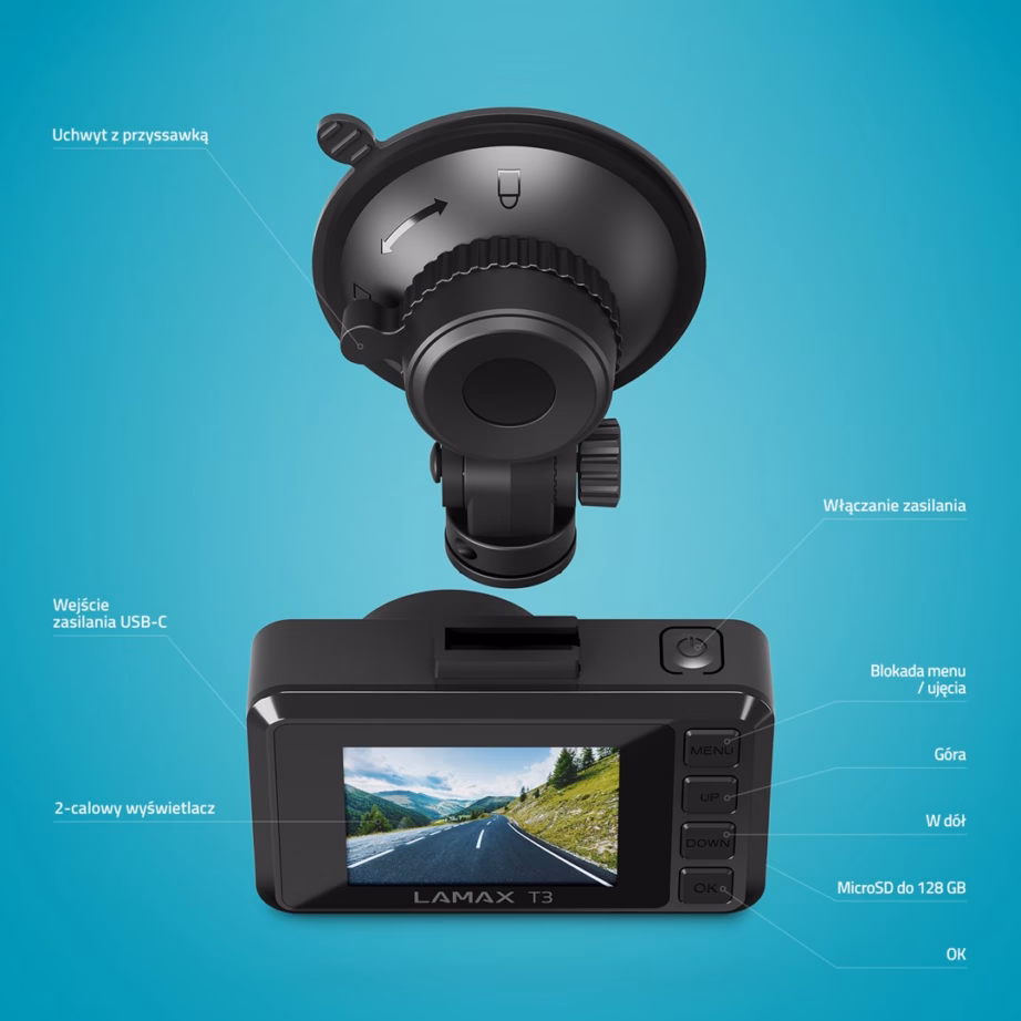 Pardakaamera LAMAX T3, Full HD 1920 × 1080, 140°, 2″ LCD, parkimisrežiim - 6