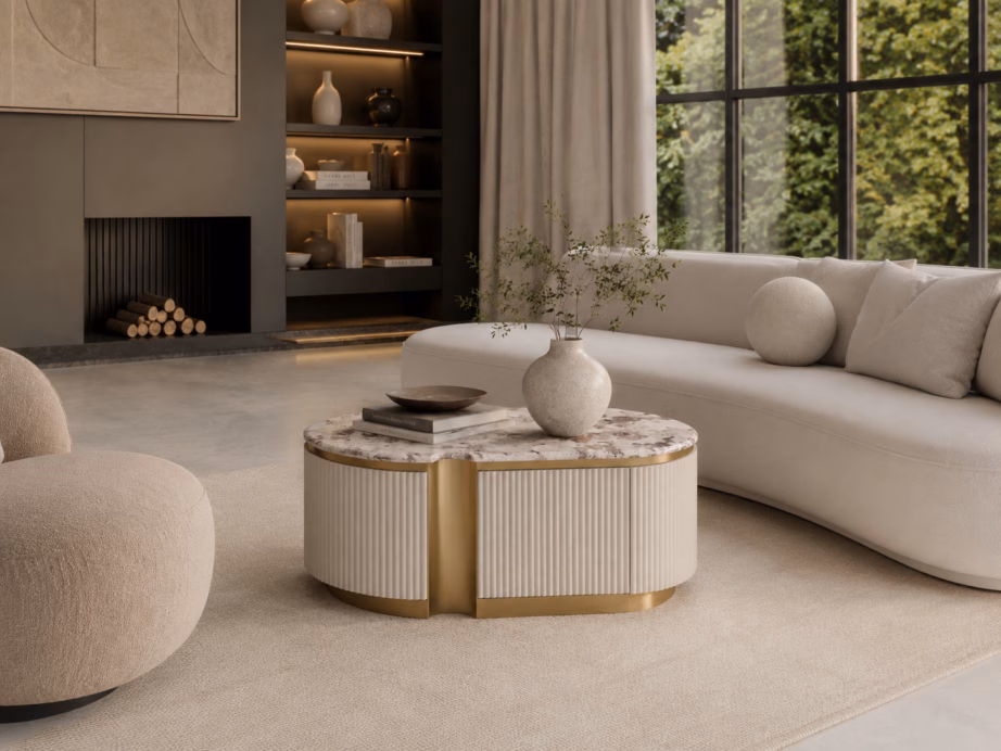 Ekrü diivanilaud kuldse alusega Livin Hill Stilig ST914F-9010, 122 x 60 cm - 10