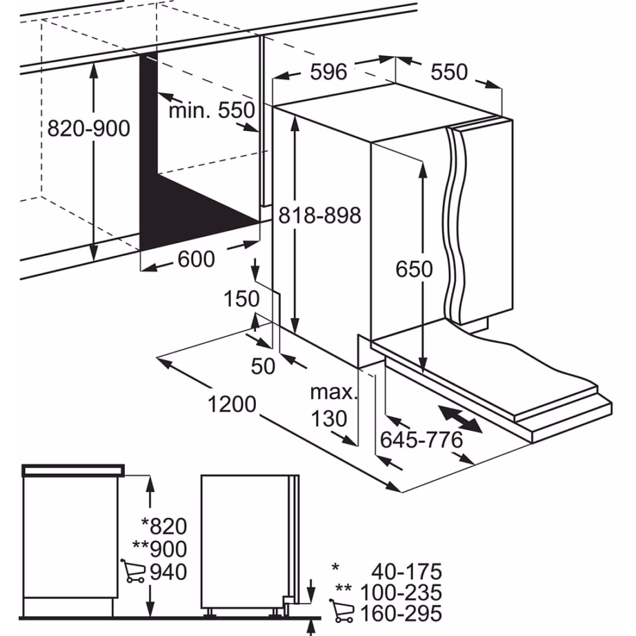 Integreeritav nõudepesumasin AEG GI6200D2SG, 60 cm, energiaklass D - 6