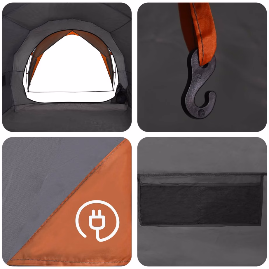 Tunnelitelk hall ja oranž, 185T polüester, 382 x 262 x 214 cm - 10