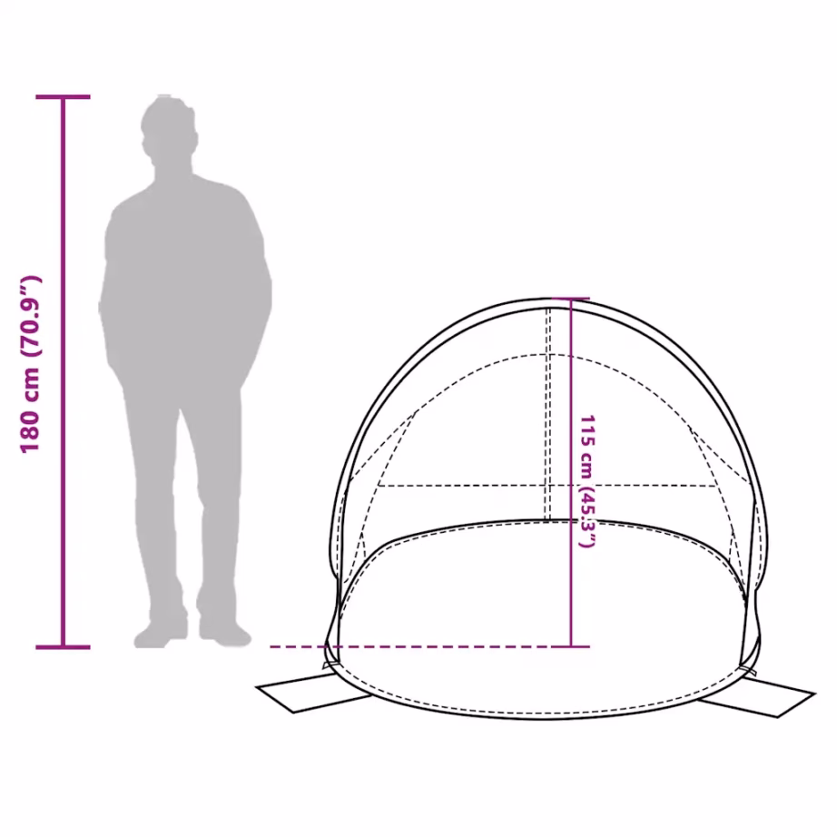 Hall pop-up rannatelk 2 inimesele, veekindel 190T polüester, 225/190 x 158 x 115 cm - 13