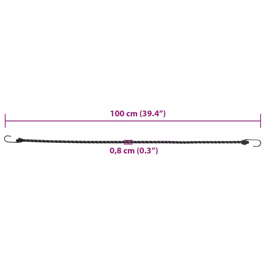 Helkuriga bungee nöör konksudega, 25 tk, 100 cm, must - 7