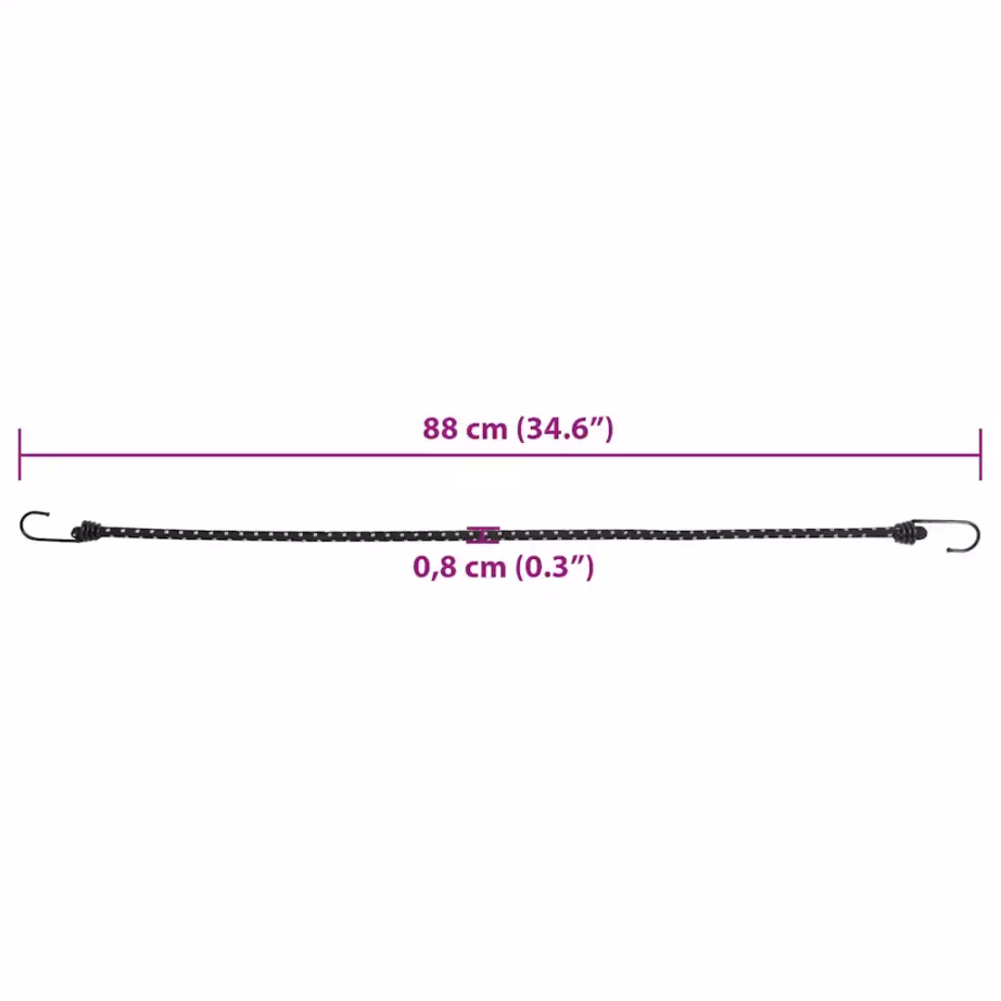 Helkuriga bungee nöör konksudega, must, 25 tk, 88 cm - 7