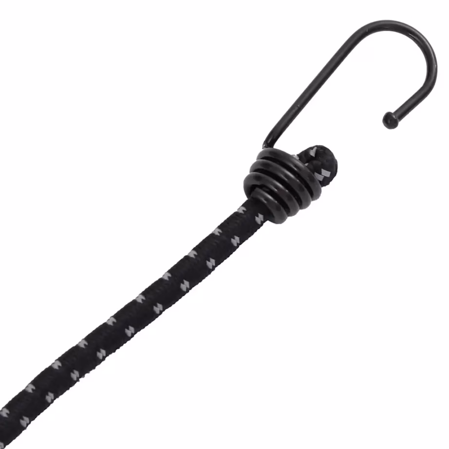 Helkurribade ja konksudega bungee nöörid, 50 tk, 59 cm, must - 5