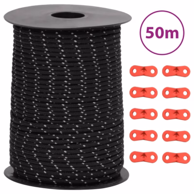 Helkuriga telginöör kinnitusaasadega, must, 50 m, 3 mm