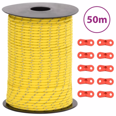 Helkuriga telginöör alumiiniumist kinnitusaasadega, kollane, 50 m, 3 mm