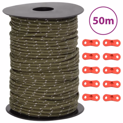 Helkuriga telginöör alumiiniumist kinnitusaasadega, roheline, 50 m, 3 mm
