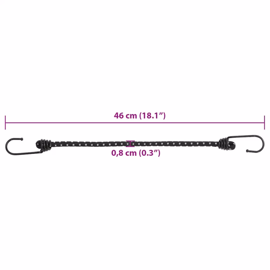 Helkurribaga bungee nöör konksudega, 25 tk, 46 cm, must - 7