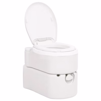 Kaasaskantav matkatualett kolbpumbaga, valge, 24+17 l, HDPE ja PP, 53,5 x 37 x 48 cm