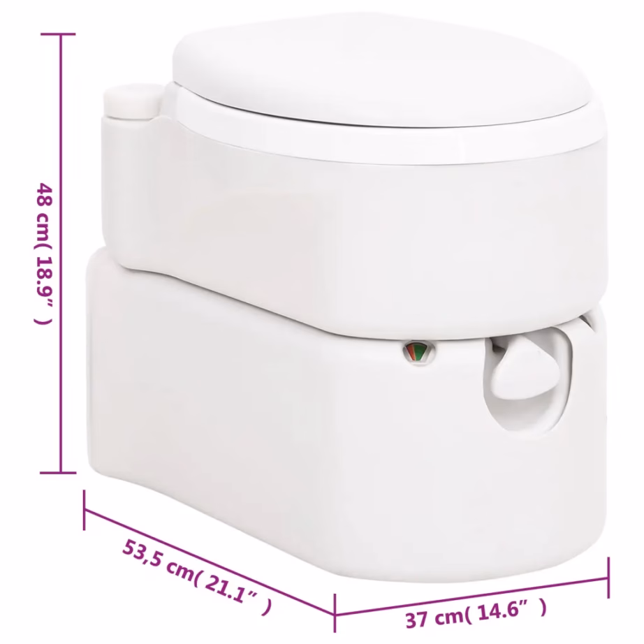 Kaasaskantav matkatualett kolbpumbaga, valge, 24+17 l, HDPE ja PP, 53,5 x 37 x 48 cm - 11