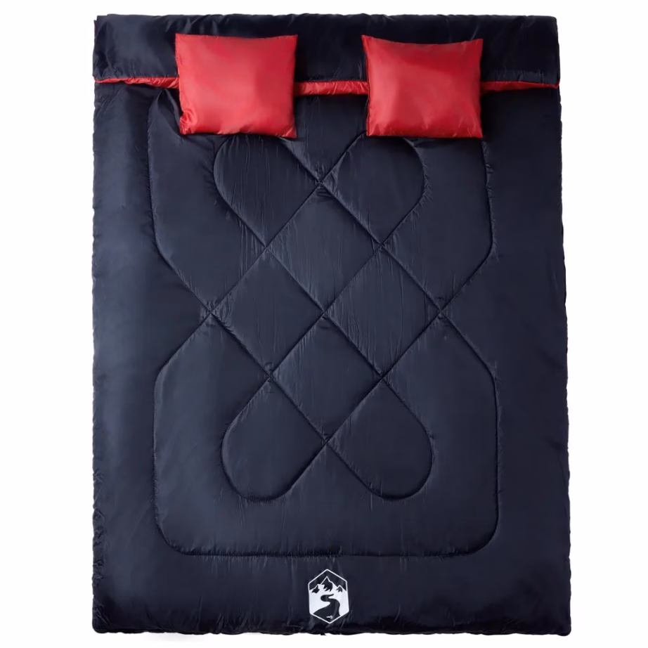 Kahekohaline 3–4 hooaja magamiskott patjadega, must/punane, 220 x 150 cm - 2