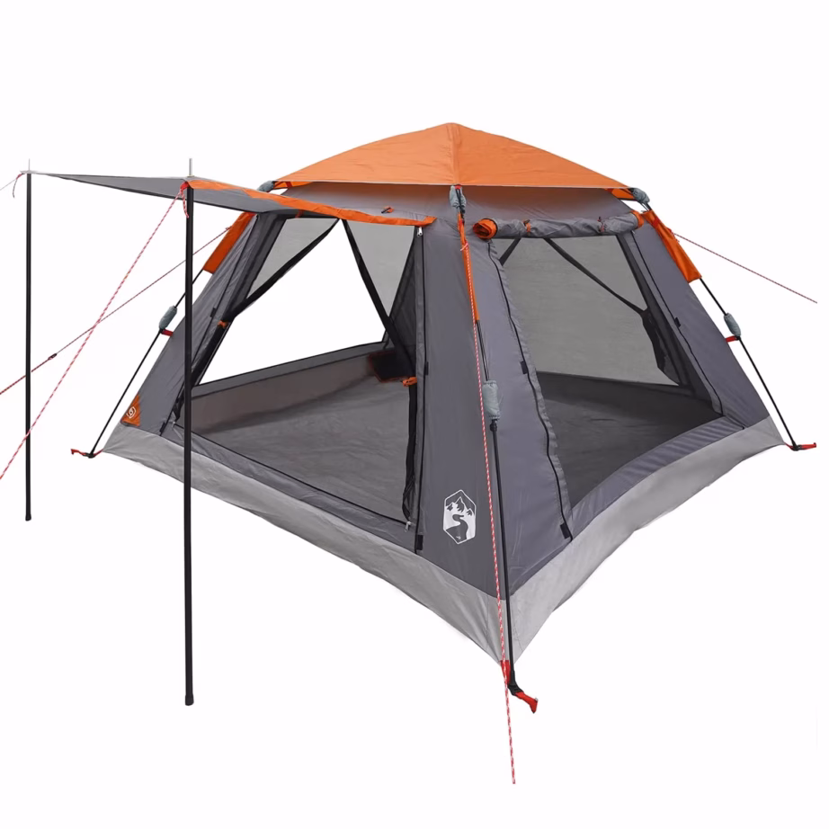 Kiirpaigaldusega 3-kohaline telk vihmakattega, hall/oranž 185T polüester, 205 x 205 x 143 cm - 4