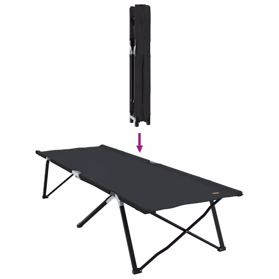 Kokkuklapitav telgvoodi, must Oxford-kangas ja terasraam, 206 x 76 x 47 cm - 9