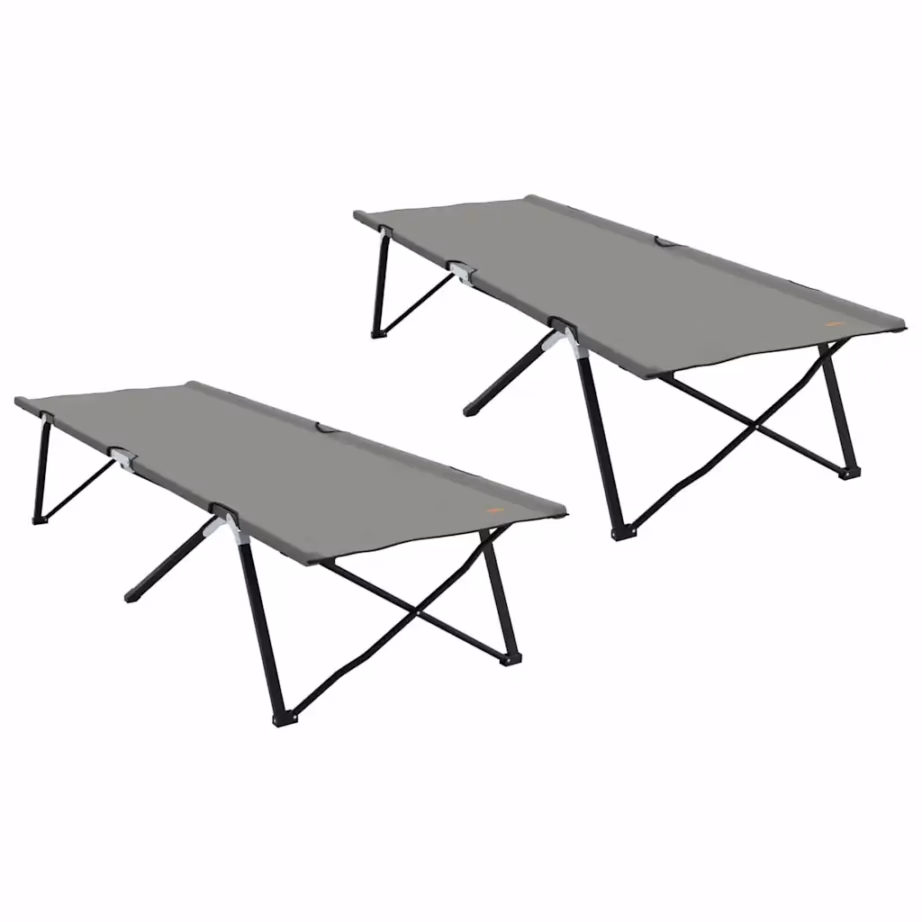 Kokkuklapitavad telgvoodid, 2 tk, hall, Oxford-kangas ja terasraam, 206 x 76 x 47 cm - 2