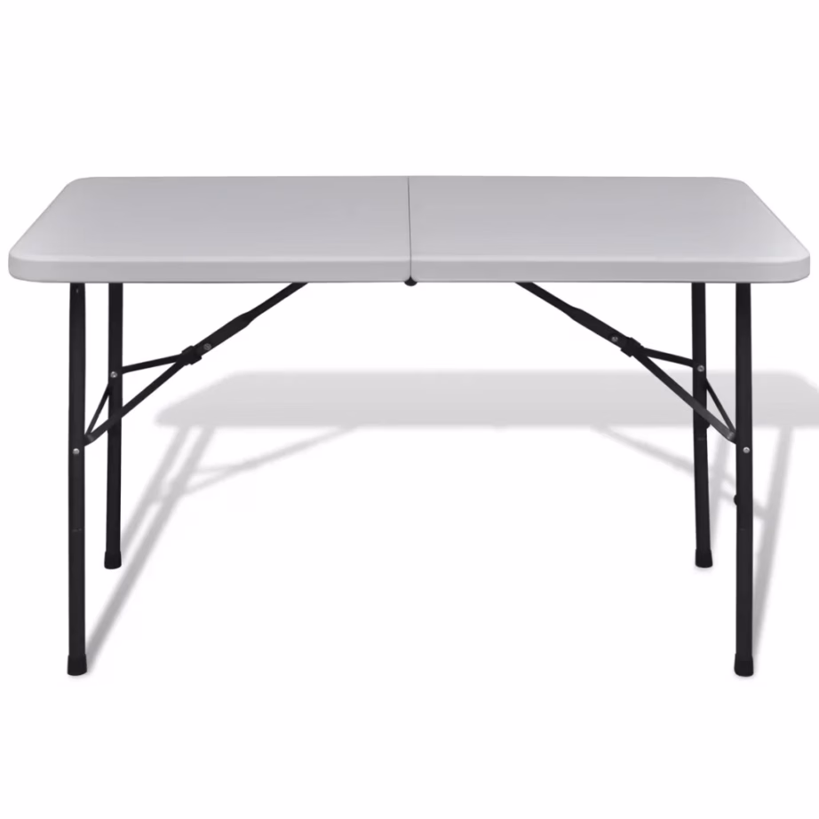 Kokkupandav aialaud kandekäepidemega, 122 x 60 x 74 cm, valge HDPE lauaplaat ja terasraam - 2