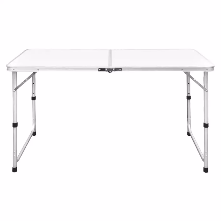 Kokkupandav reguleeritava kõrgusega matkalaud, alumiinium, valge, 120 x 60 cm - 2