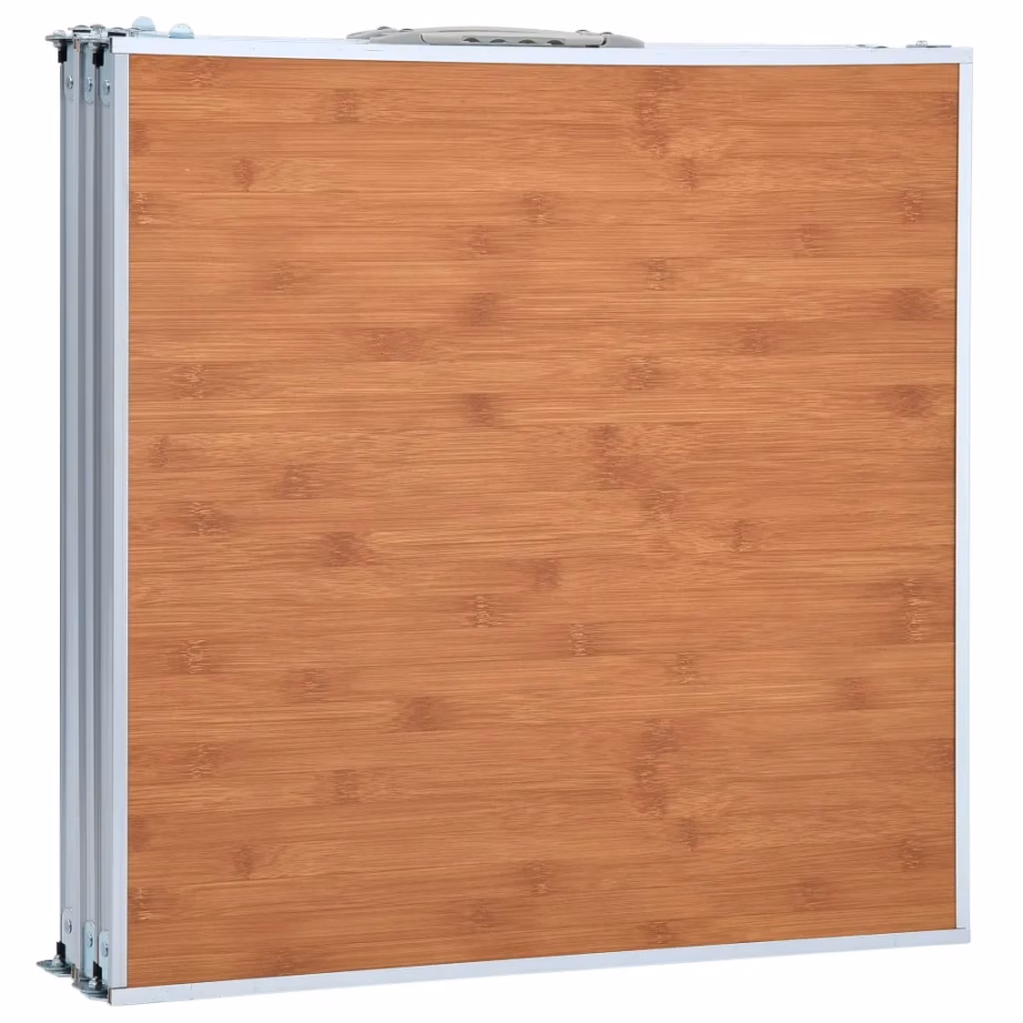 Kokkupandav alumiiniumist matkalaud reguleeritava kõrgusega, pruun MDF-plaadiga, 180 x 60 cm - 5