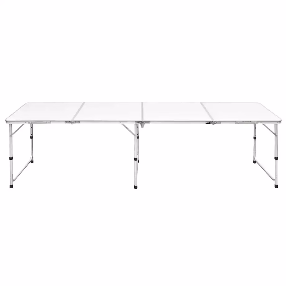Kokkupandav alumiiniumist matkalaud reguleeritava kõrgusega, 240 x 60 cm, valge - 2