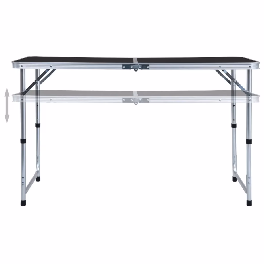 Kokkupandav hall matkalaud reguleeritava kõrgusega, alumiinium/MDF, 120 x 60 cm - 2
