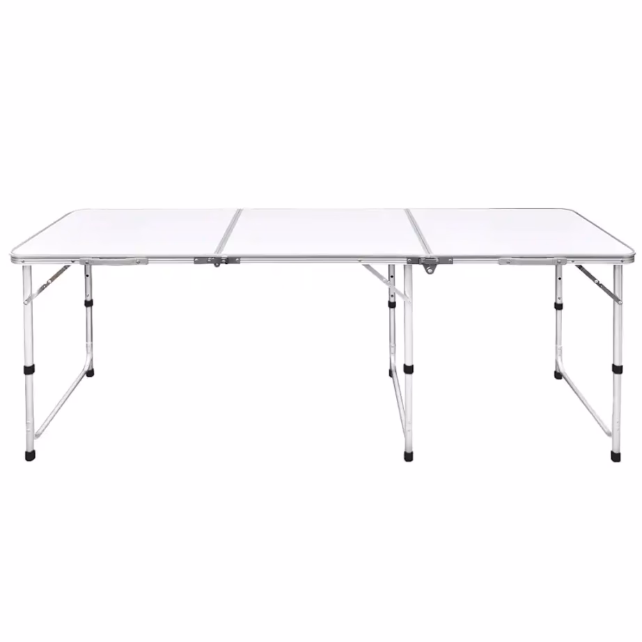 Kokkupandav matkalaud reguleeritava kõrgusega, valge, 180 x 60 cm - 2