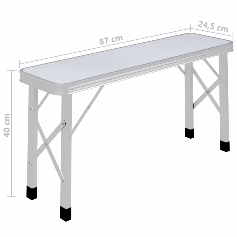 Kokkupandav matkalaud 2 pingiga, alumiinium, valge, 90 x 60 x 70 cm - 8