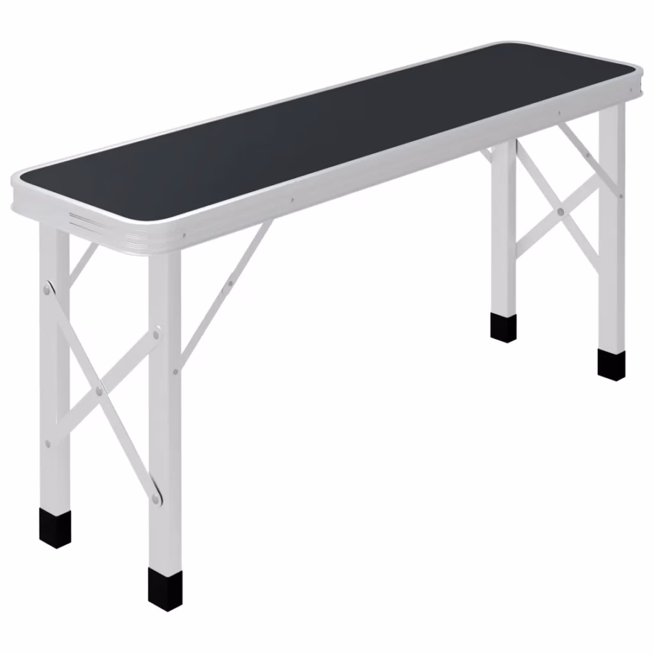 Kokkupandav matkalaud 2 pingiga, alumiinium ja MDF, hall ja hõbedane, 90 x 60 x 70 cm - 6