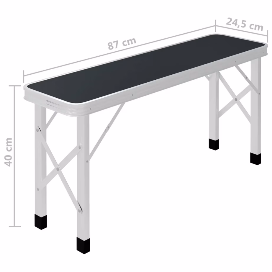 Kokkupandav matkalaud 2 pingiga, alumiinium ja MDF, hall ja hõbedane, 90 x 60 x 70 cm - 8