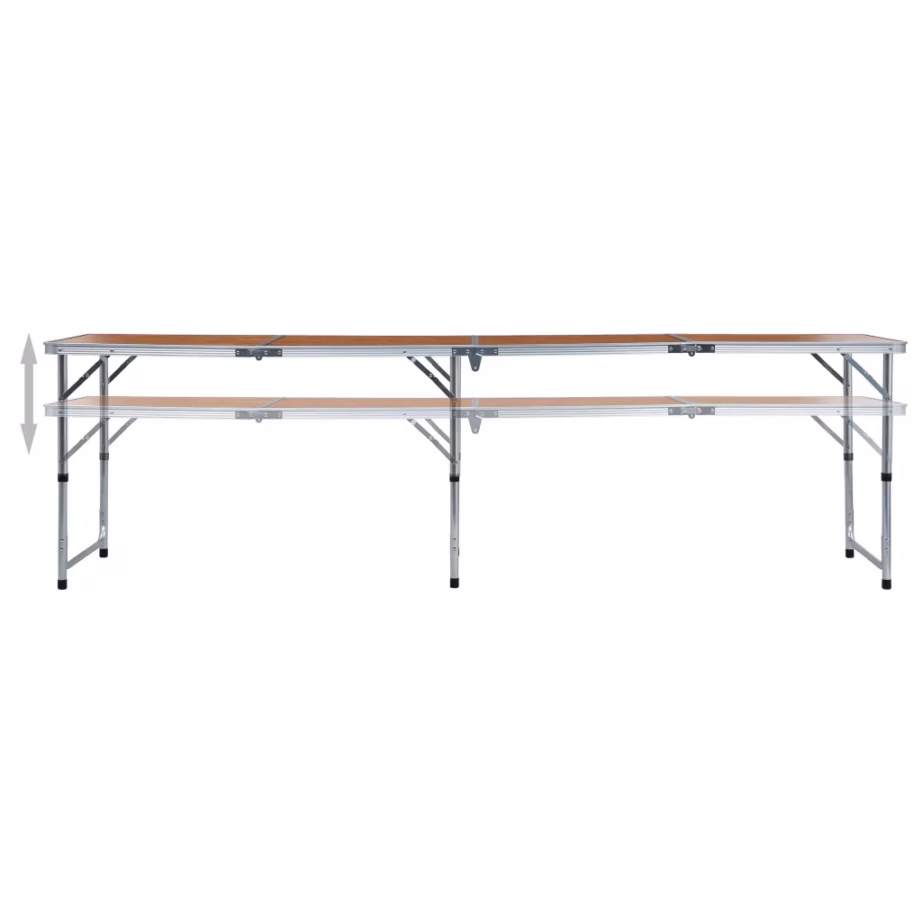 Kokkupandav matkalaud reguleeritava kõrgusega, alumiinium/MDF, 240 x 60 cm - 4