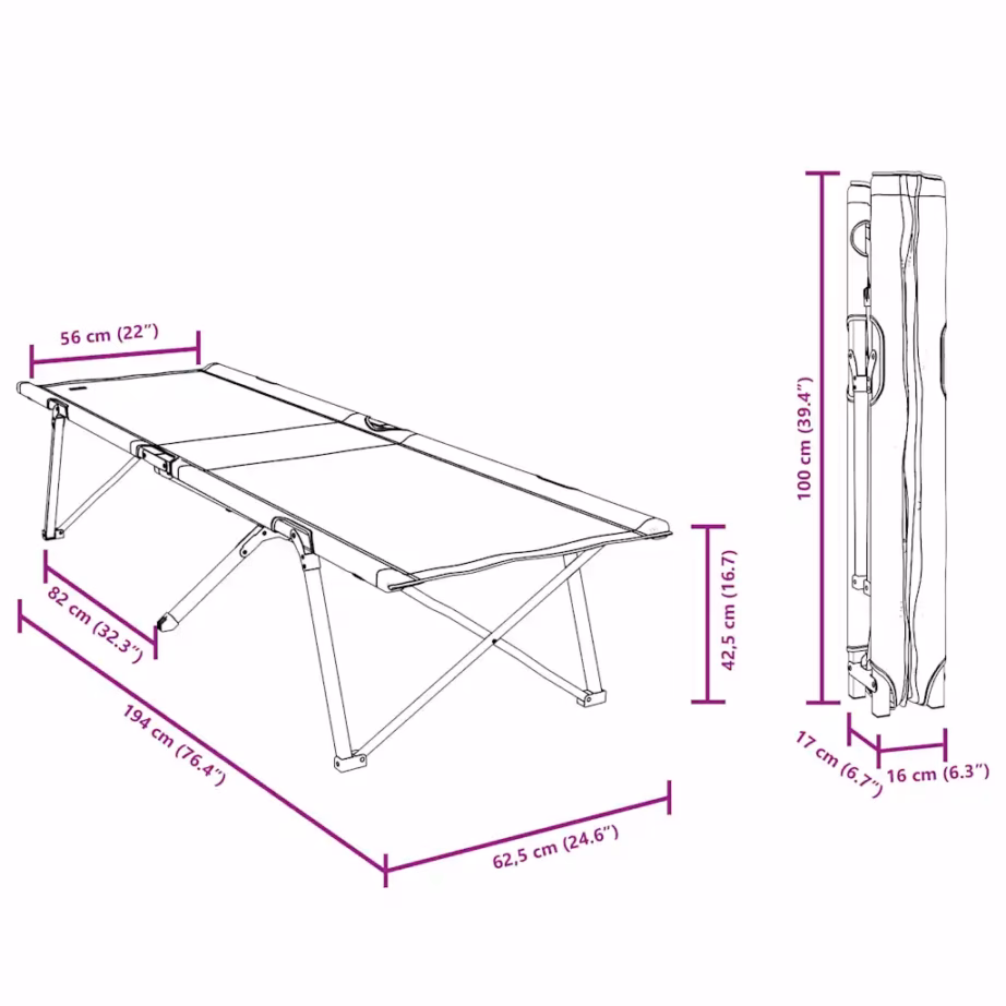 Kokkupandav matkavoodi telkimiseks, 2 tk, sinine, 194 x 62,5 x 42,5 cm - 12