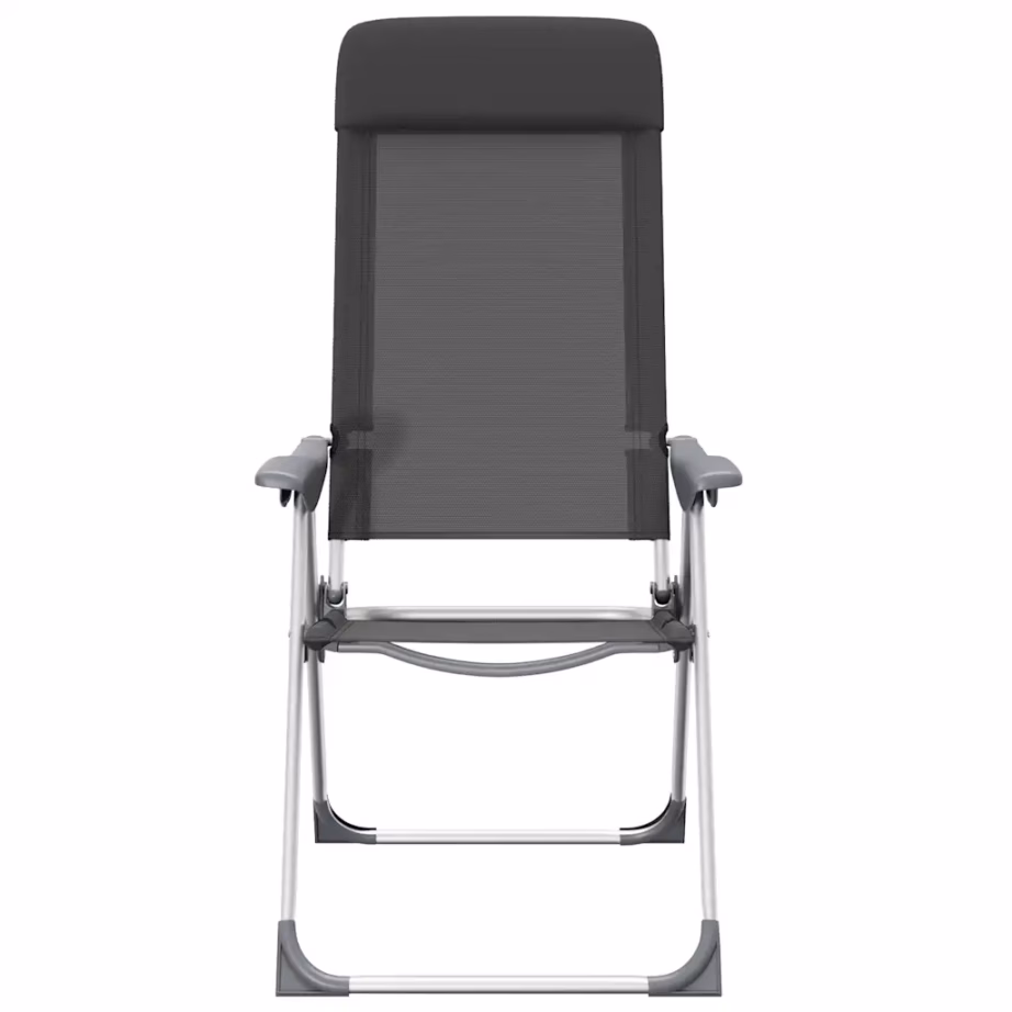 Kokkupandavad reguleeritavad matkatoolid polsterdatud peatoega, 2 tk, must, alumiinium, 57 x 73,5 x 111 cm - 5