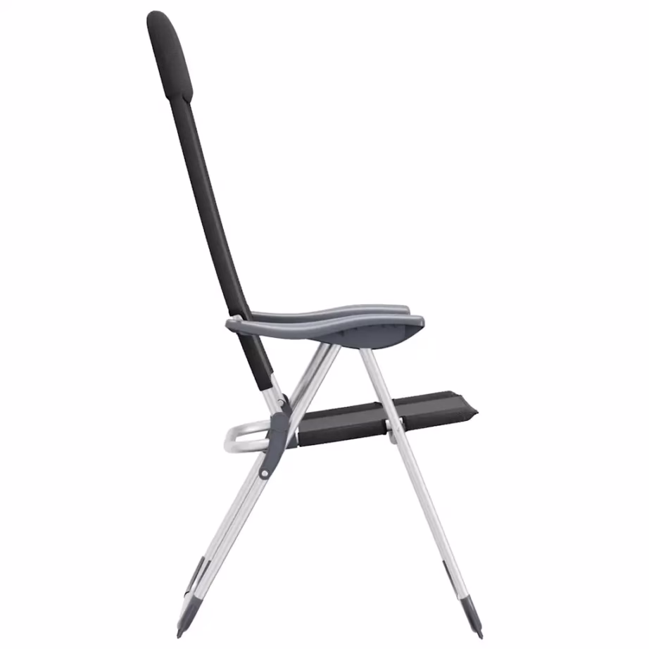 Kokkupandavad reguleeritavad matkatoolid polsterdatud peatoega, 2 tk, must, alumiinium, 57 x 73,5 x 111 cm - 6