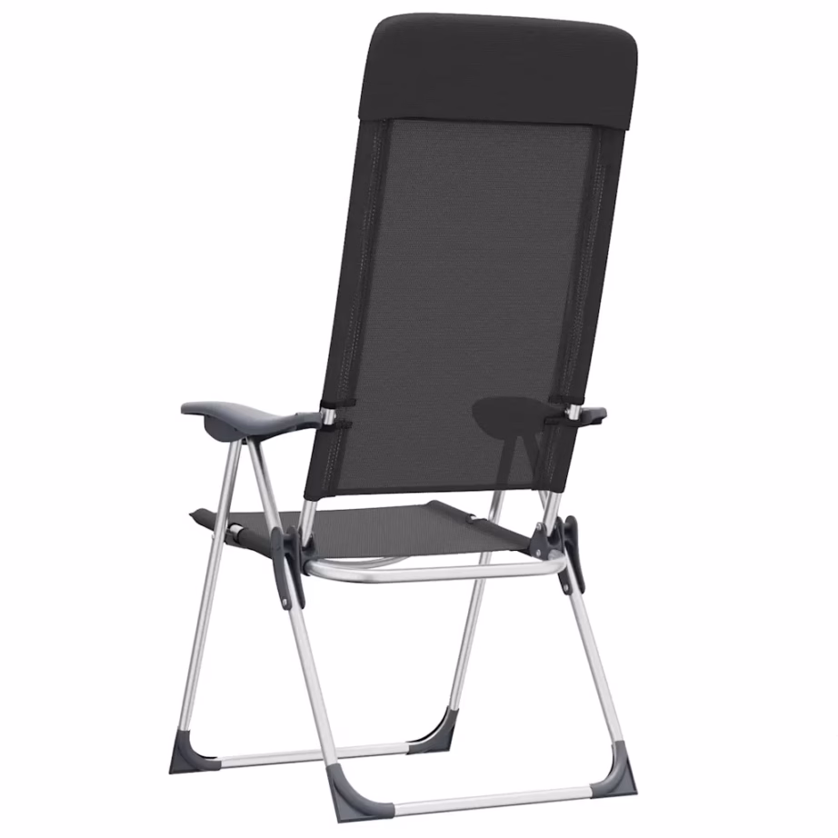 Kokkupandavad reguleeritavad matkatoolid polsterdatud peatoega, 2 tk, must, alumiinium, 57 x 73,5 x 111 cm - 7