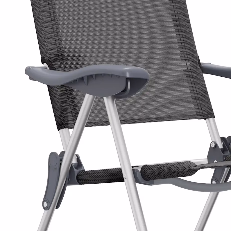 Kokkupandavad reguleeritavad matkatoolid polsterdatud peatoega, 2 tk, must, alumiinium, 57 x 73,5 x 111 cm - 10