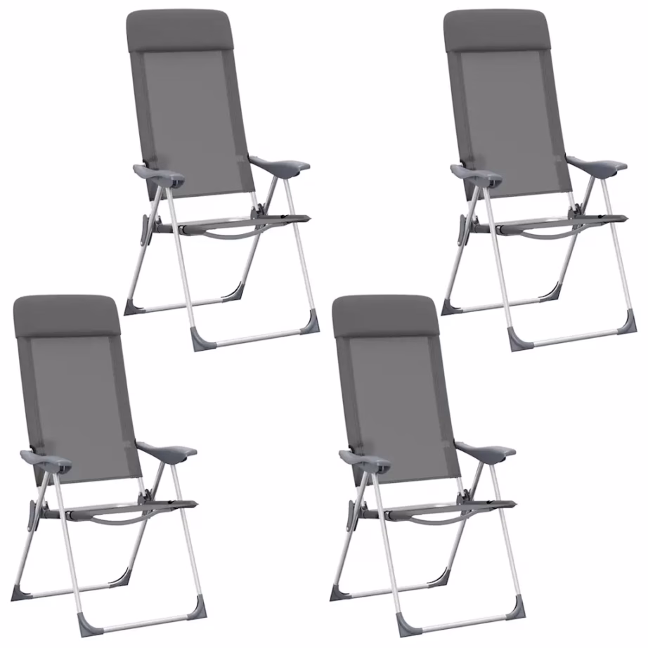 Kokkupandavad reguleeritavad matkatoolid polsterdatud peatoega, 4 tk, hall, anodeeritud alumiiniumraam, 57 x 73,5 x 111 cm - 2
