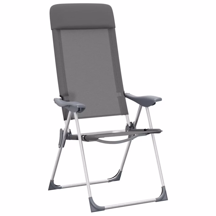 Kokkupandavad reguleeritavad matkatoolid polsterdatud peatoega, 4 tk, hall, anodeeritud alumiiniumraam, 57 x 73,5 x 111 cm - 4