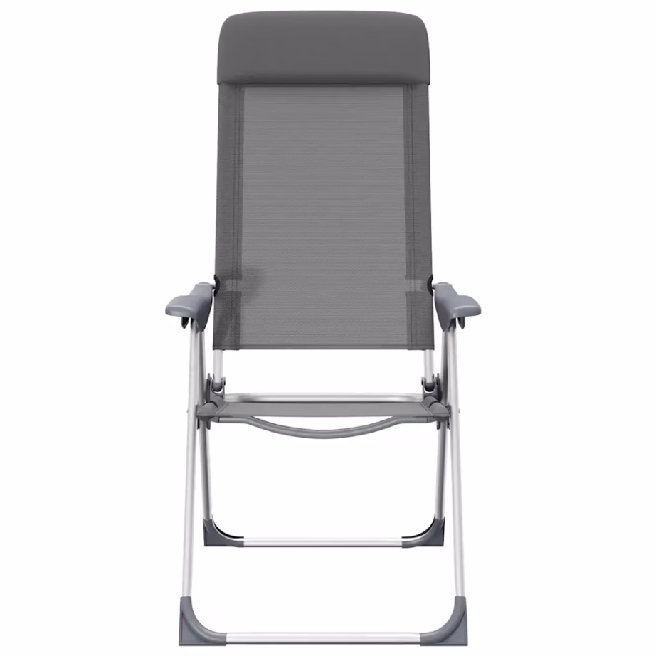 Kokkupandavad reguleeritavad matkatoolid polsterdatud peatoega, 4 tk, hall, anodeeritud alumiiniumraam, 57 x 73,5 x 111 cm - 5
