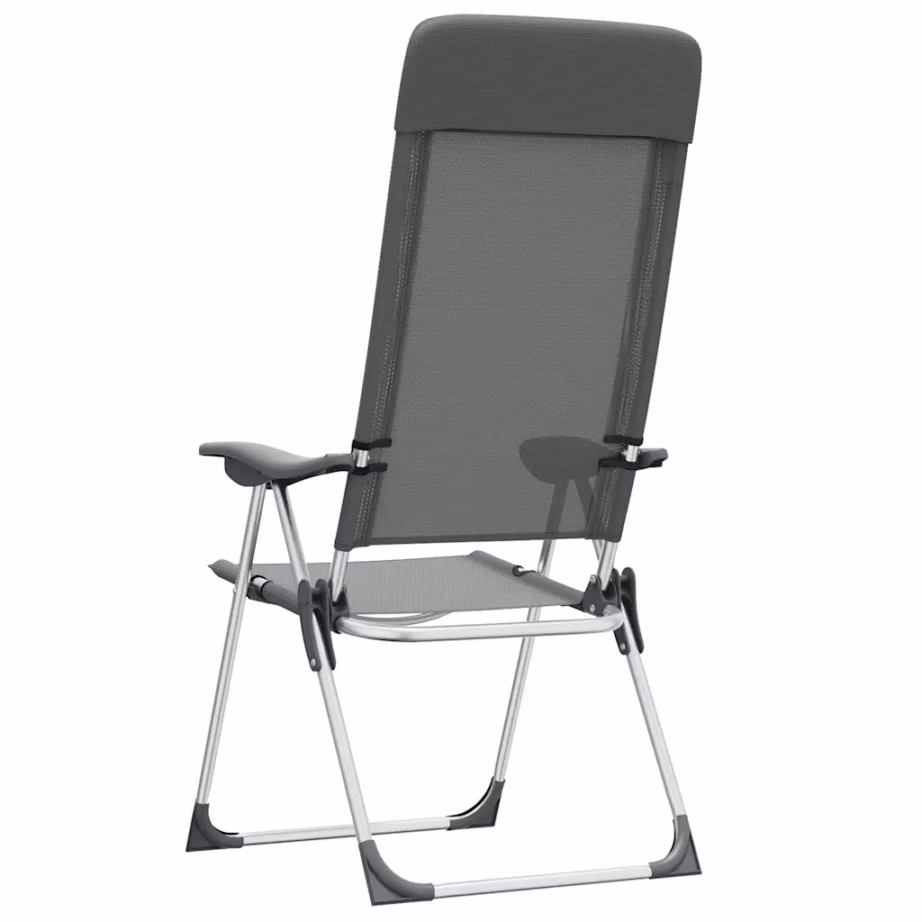 Kokkupandavad reguleeritavad matkatoolid polsterdatud peatoega, 4 tk, hall, anodeeritud alumiiniumraam, 57 x 73,5 x 111 cm - 7