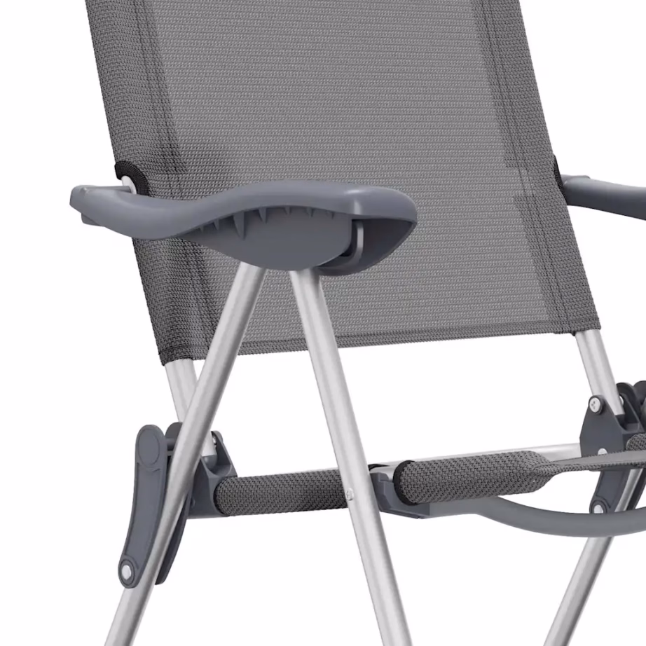 Kokkupandavad reguleeritavad matkatoolid polsterdatud peatoega, 4 tk, hall, anodeeritud alumiiniumraam, 57 x 73,5 x 111 cm - 10