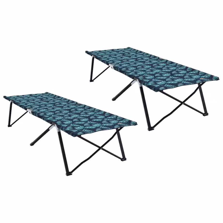 Kokkupandavad telgvoodid lehemustriga, 2 tk, metsaroheline, Oxford-kangas ja teras, 206 x 76 x 47 cm - 2