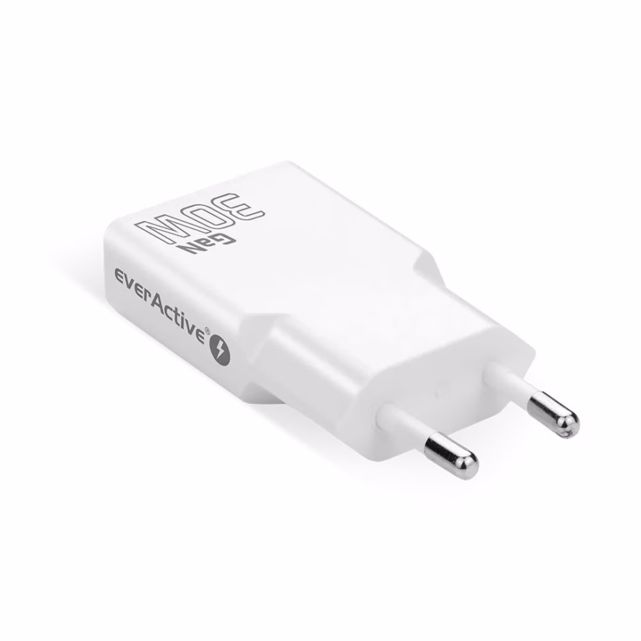 Kiirlaadija everActive 2 × USB-C Quick Charge 4+ 30 W, SUPER SLIM, valge - 3