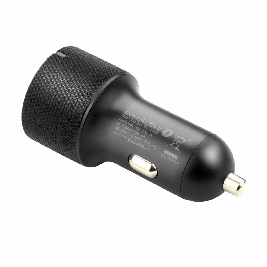 Autolaadija everActive CC-50Q, 2 väljundit, USB QC3.0 ja USB-C PD, 75 W - 2