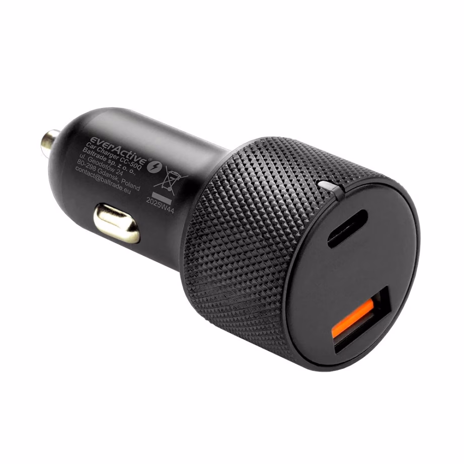 Autolaadija everActive CC-50Q, 2 väljundit, USB QC3.0 ja USB-C PD, 75 W - 3