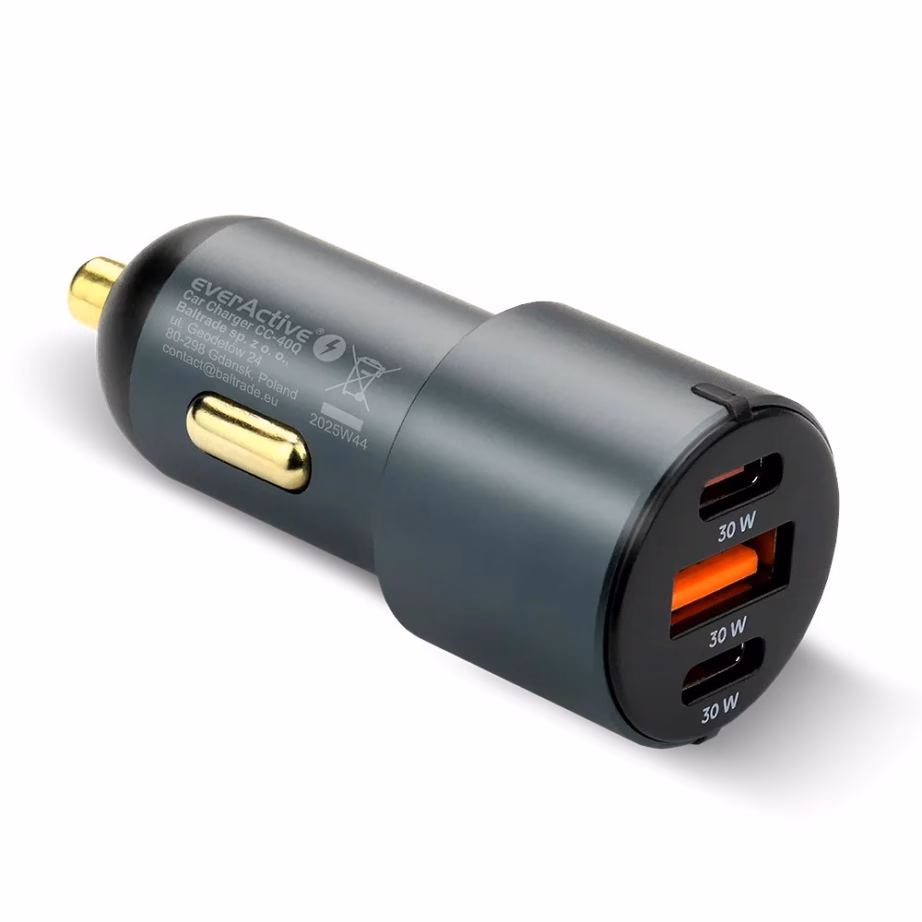 Autolaadija everActive CC-40Q, USB Quick Charge 3.0 ja USB‑C PD kuni 60 W - 2
